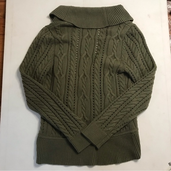 NWOT Talbots Green Buckle Cardigan Lambswool Blend Medium - Picture 7 of 7